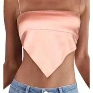 Danielle Bernstein Handkerchief Tank Top Women Size Medium Tie Back Strappy